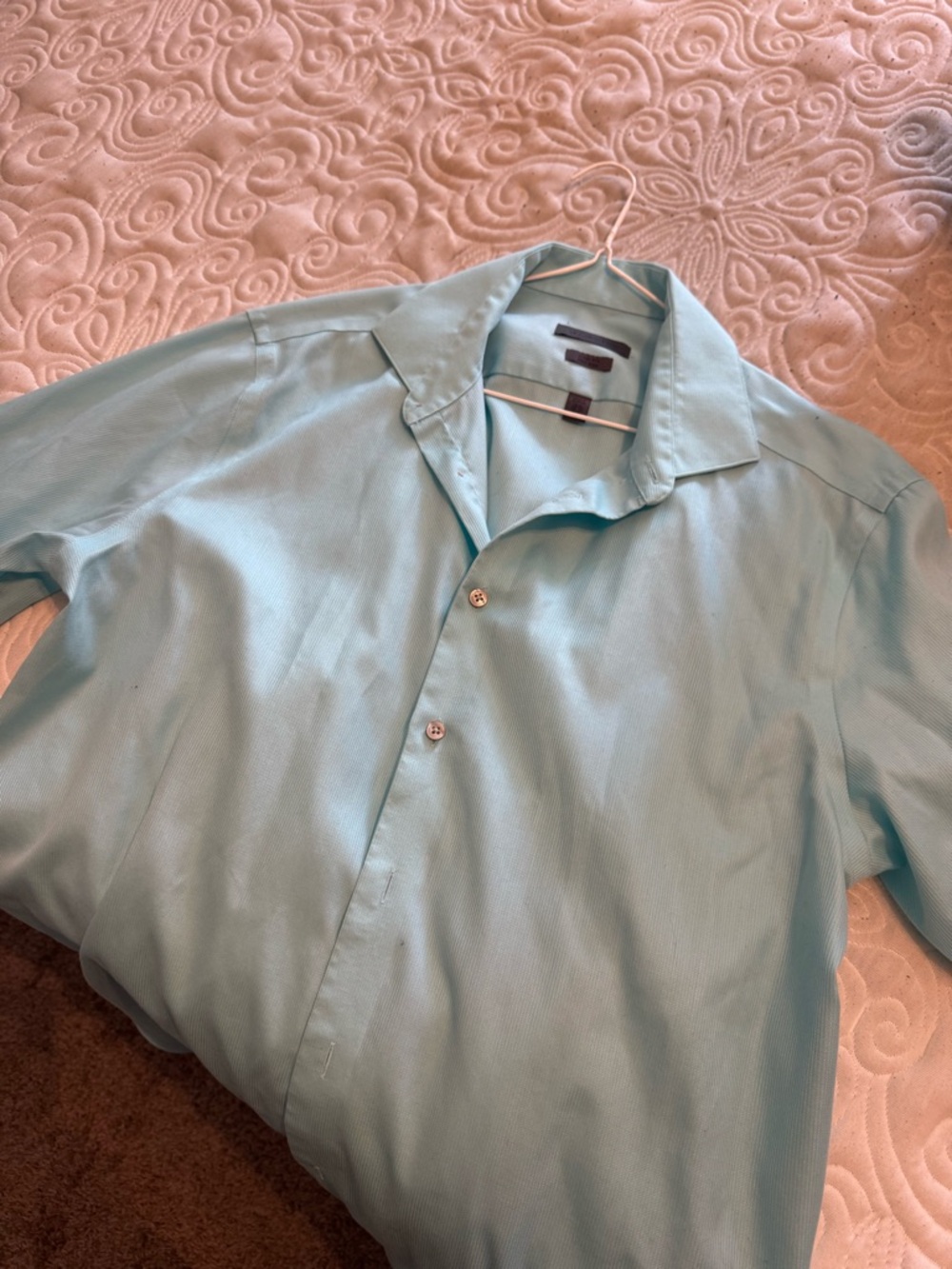 Calvin Klein Men's Pale Aqua Button-Down Shirt